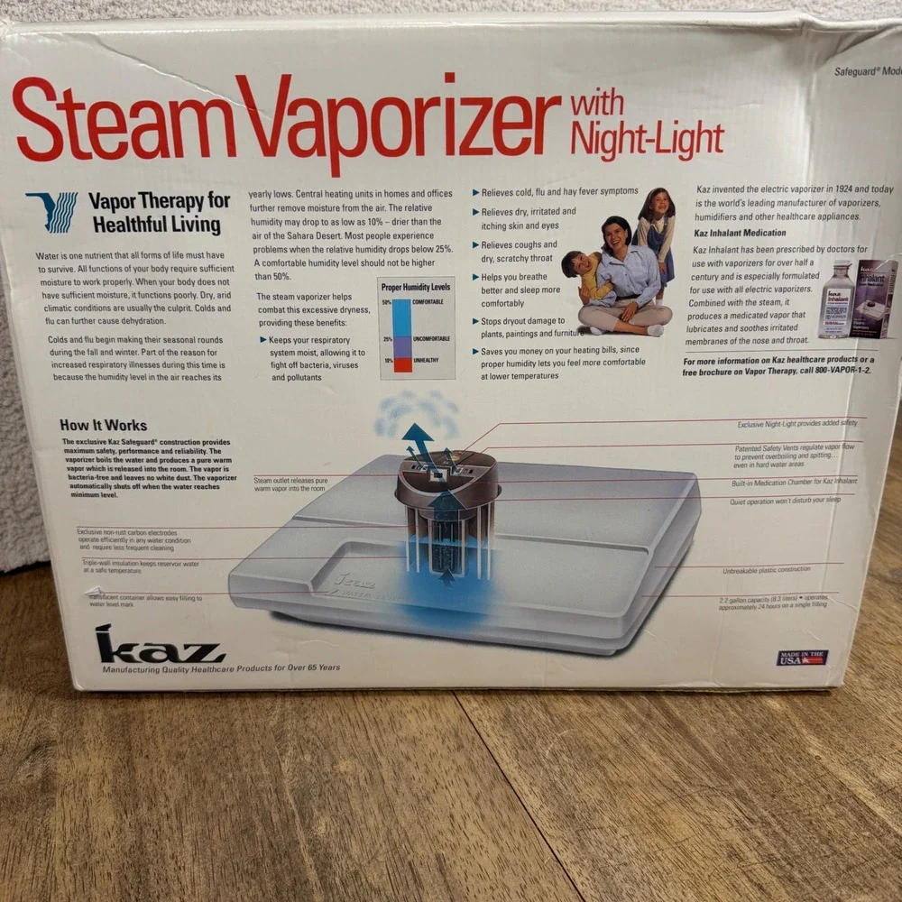 Kaz Safeguard Model 285 Steam Vaporizer with Night Light Pure Warm‎ Vapor